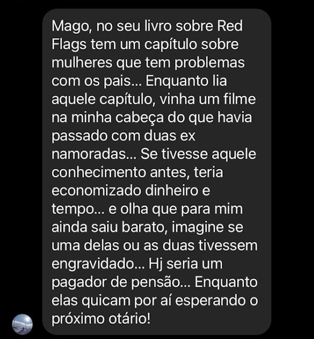 Print: livro sobre Red Flags economizou tempo e dinheiro